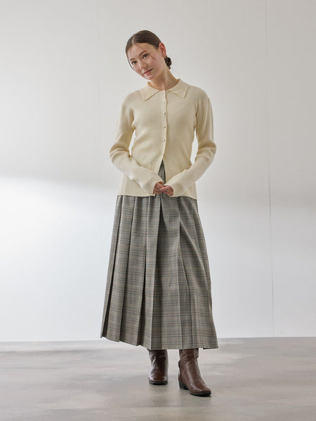 くるみボタンポロニットカーディガン≪手洗い可能≫