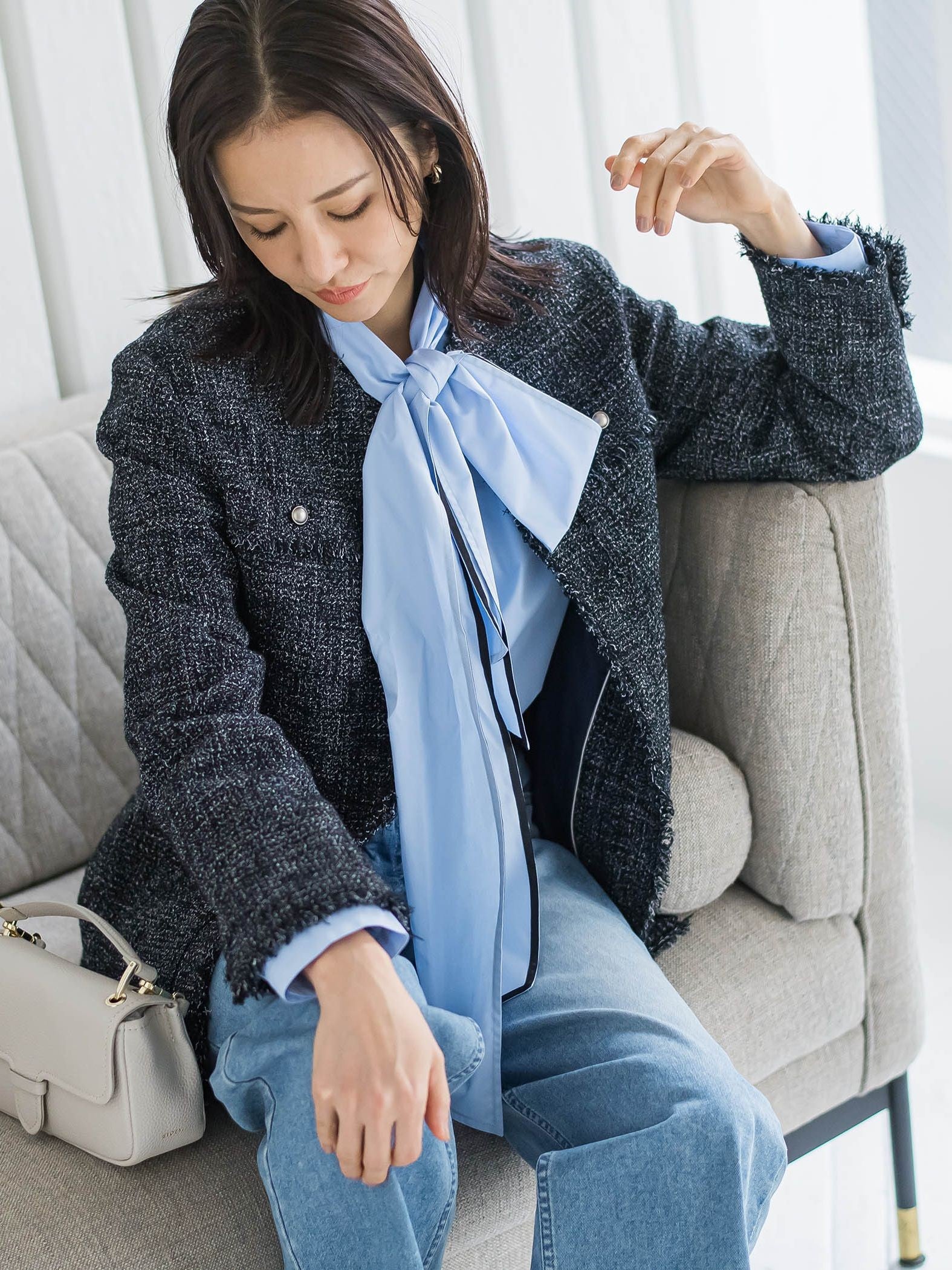 ストレッチツイードミドルジャケット