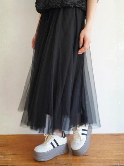 【小さいサイズ】チュールロングスカート