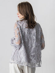 スパンコールテープチュールブラウス