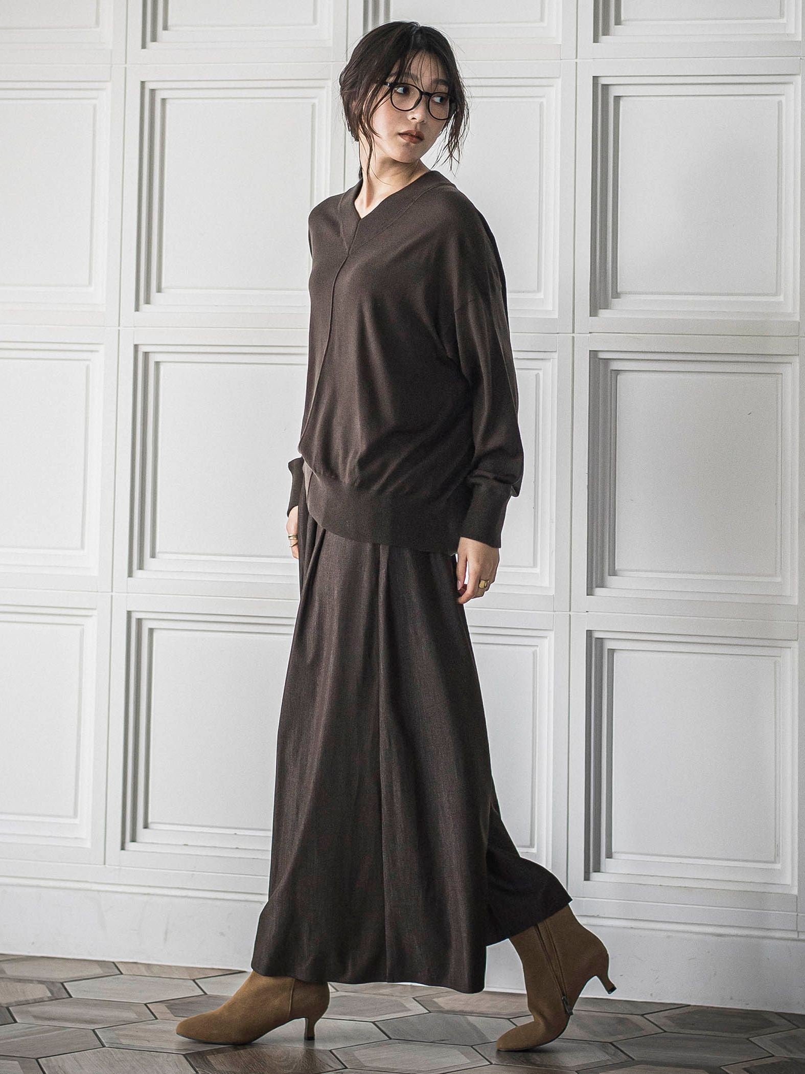 シルクカシミヤVネックコクーンニットプルオーバー≪手洗い可能≫