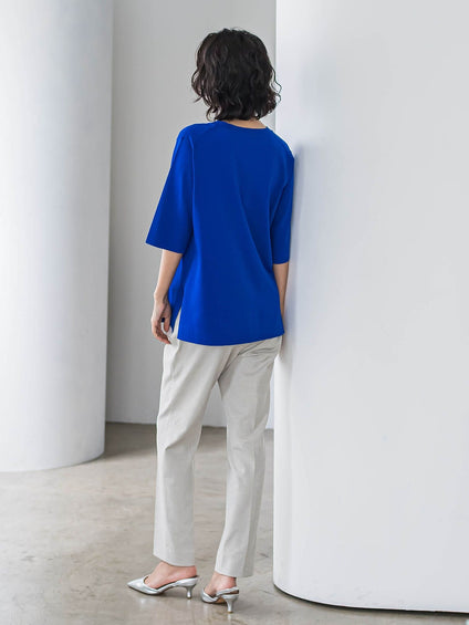 Tシャツ風ニットプルオーバー≪手洗い可能≫