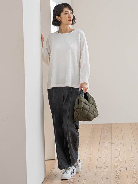 【WEB限定/大きいサイズ】”楽暖”裏起毛ワイドパンツ≪洗濯機で洗える≫