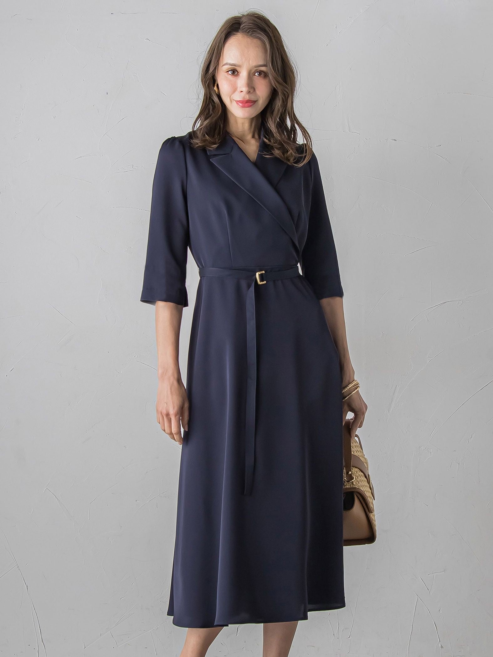 トリアセテートストレッチツイルワンピース