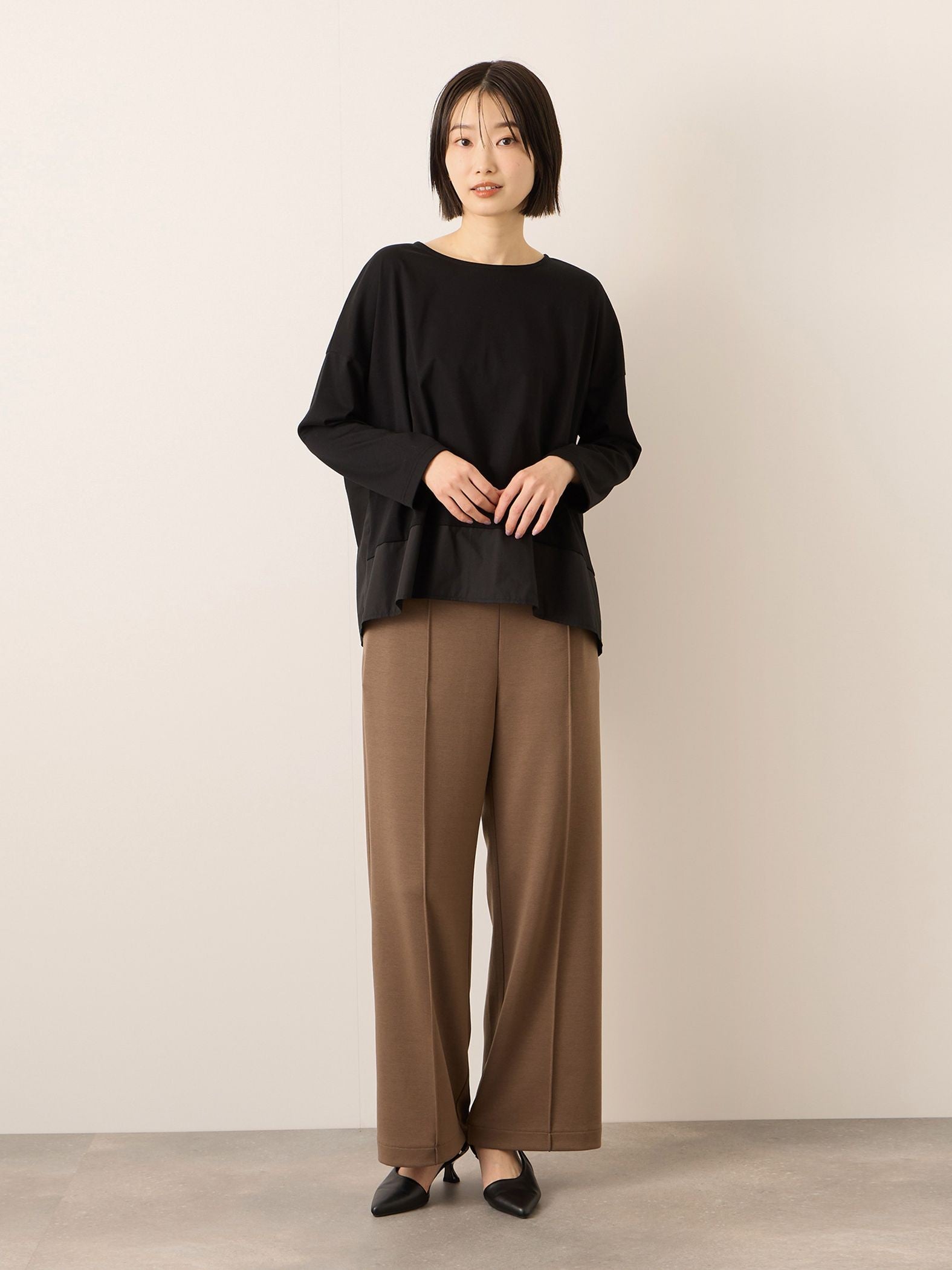 《予約》【機能するミニマル服】異素材プルオーバー 《接触冷感》