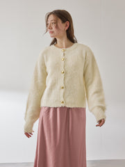 ソフトシャギー起毛メタルボタンカーディガン