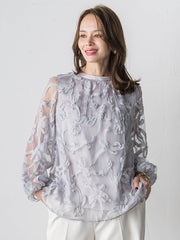 スパンコールテープチュールブラウス