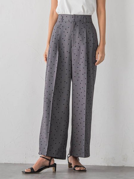 リネンライクスラブドットパンツ