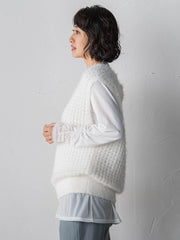 透かしフェザーニットジレ