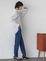 【WEB限定/大きいサイズ】ぐーんと伸びるデニムレギパン≪洗濯機で洗える≫