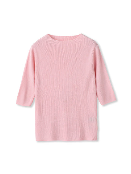 シルクコンリブ5分袖プルオーバー