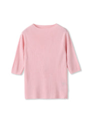 シルクコンリブ5分袖プルオーバー