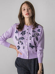 【新色追加】ボタニカルモチーフ刺繍カーディガン