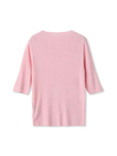 シルクコンリブ5分袖プルオーバー