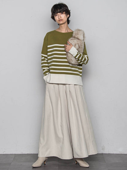 【ふわもち】ボーダーニット≪洗濯機で洗える≫