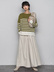 【ふわもち】ボーダーニット≪洗濯機で洗える≫