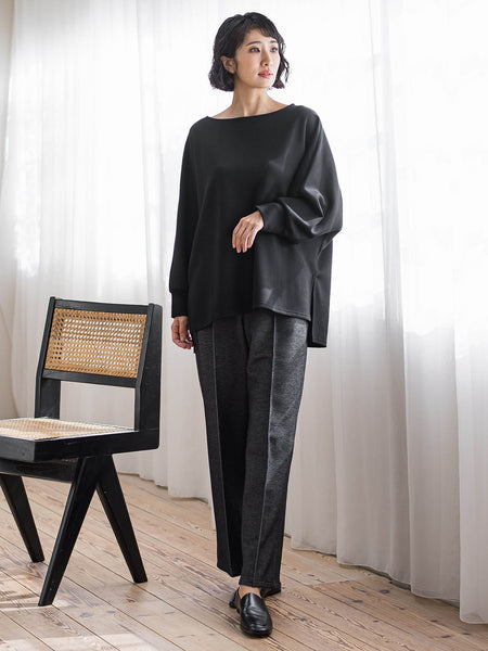 【WEB限定/大きいサイズ】”楽暖”裏起毛ワイドパンツ≪洗濯機で洗える≫