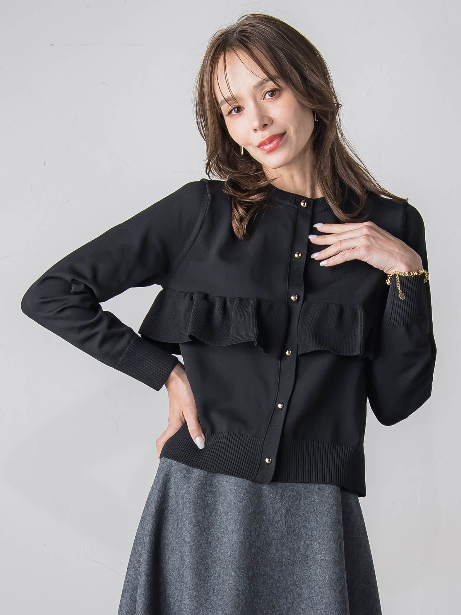 【WEB限定】フリルクルーカーディガン