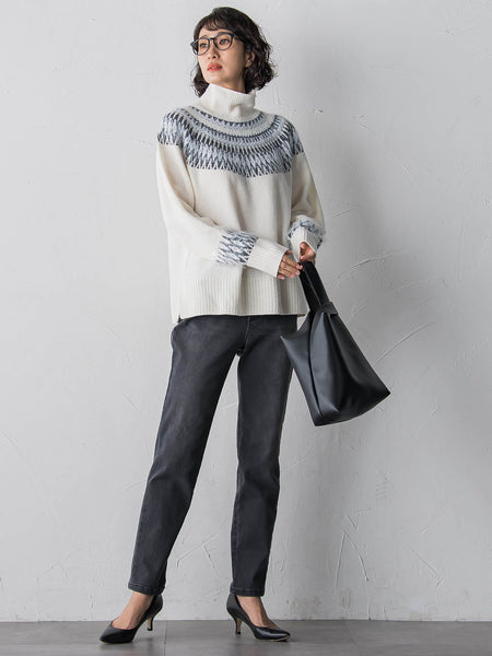 【大きいサイズ】フェアアイル柄ニット