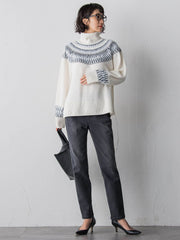 【大きいサイズ】フェアアイル柄ニット