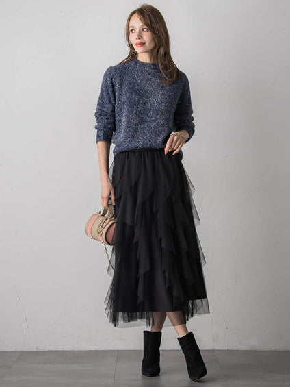 ラッフルチュールスカート≪洗濯機で洗える≫