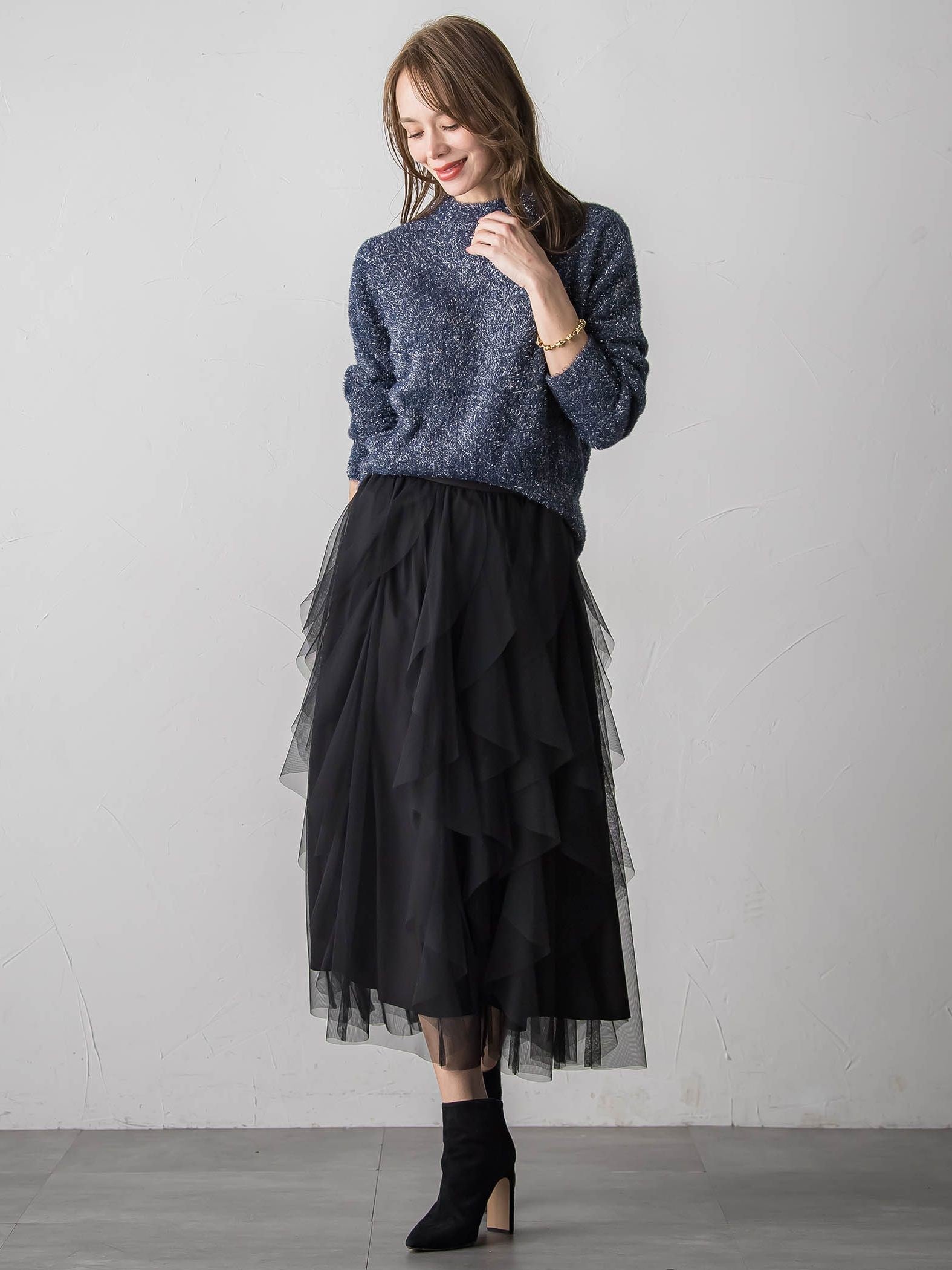 ラッフルチュールスカート≪洗濯機で洗える≫