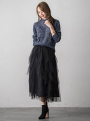 ラッフルチュールスカート≪洗濯機で洗える≫