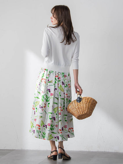 【KEITA KAWASAKI × Viaggio Bluコラボ】リリー刺繍カーディガン