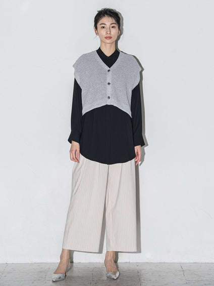 ダブルクロス2WAYロングシャツブラウス≪洗濯機で洗える/セットアップ対応≫