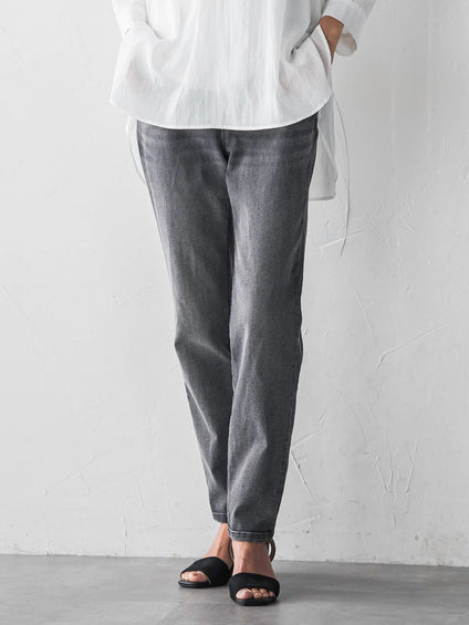 【WEB限定/大きいサイズ】ぐーんと伸びるデニムレギパン≪洗濯機で洗える≫