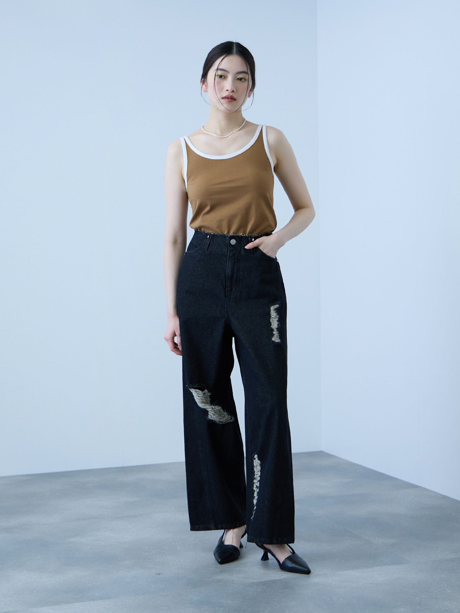 バイカラーパイピングタンクトップ