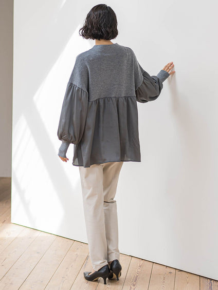 【WEB限定】”1枚でサマになる”とろみサテンふんわりニット