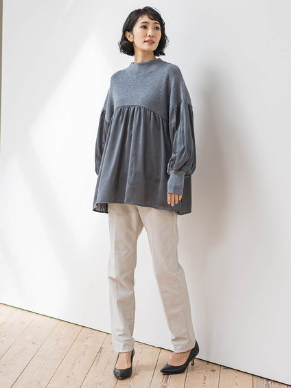 【WEB限定】”1枚でサマになる”とろみサテンふんわりニット