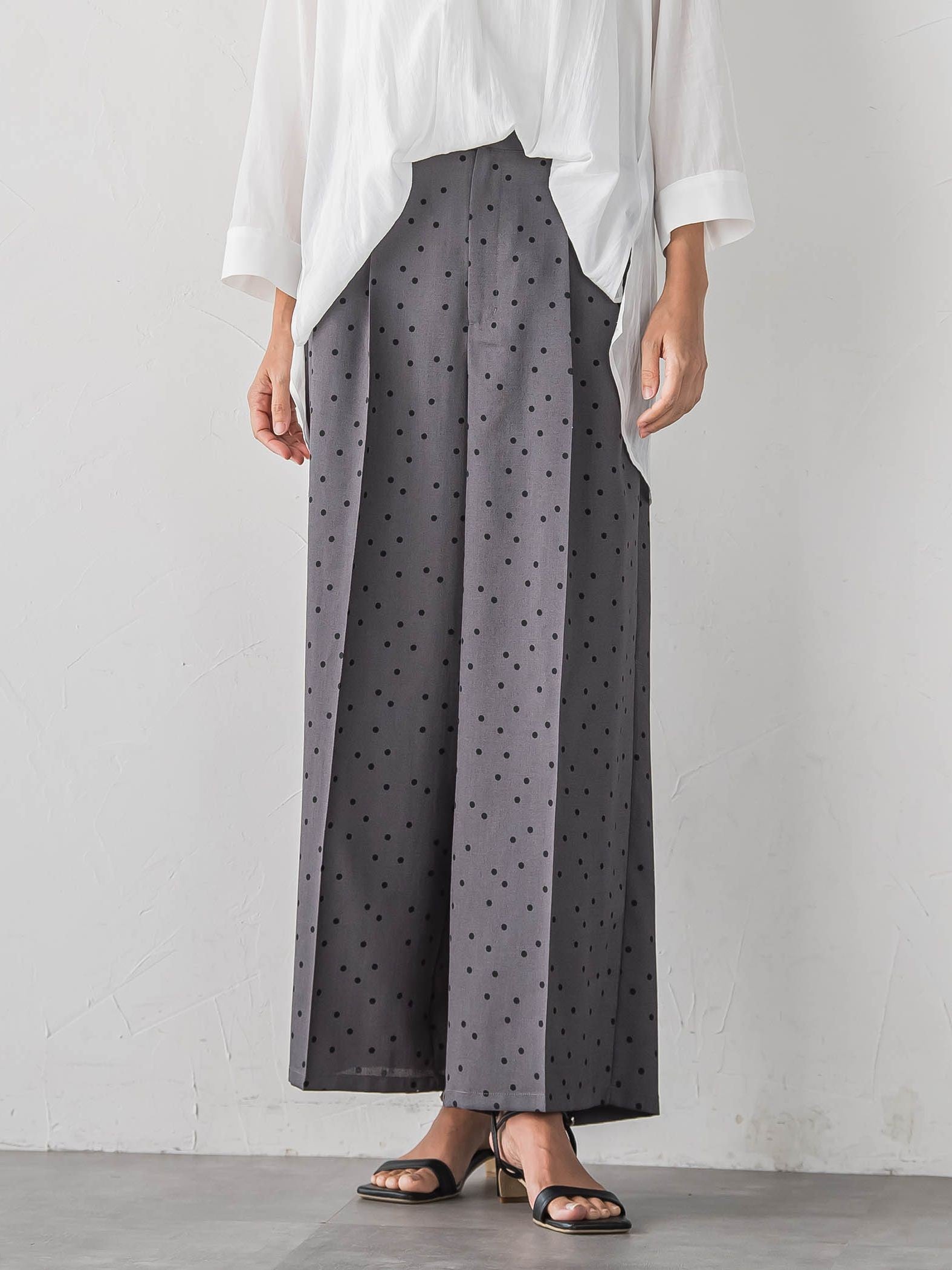 リネンライクスラブドットパンツ