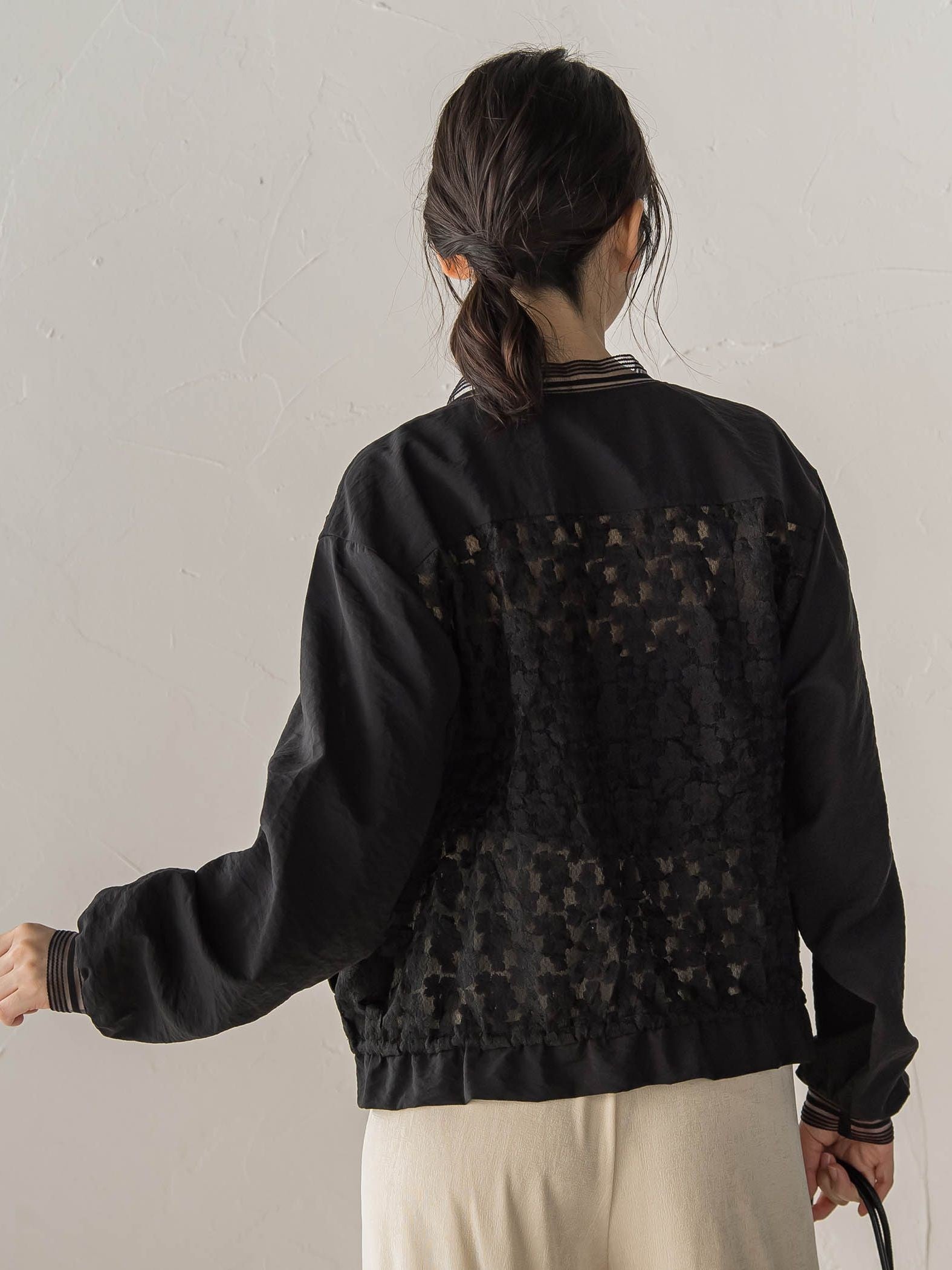 フラワー刺繍レースブルゾン