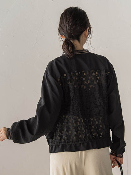 フラワー刺繍レースブルゾン