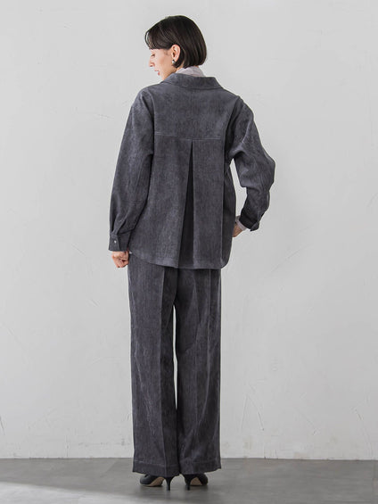 グロッシーデニムワイドパンツ