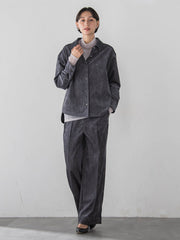 グロッシーデニムワイドパンツ