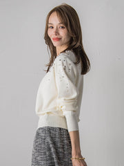 アシメパールビジューニット