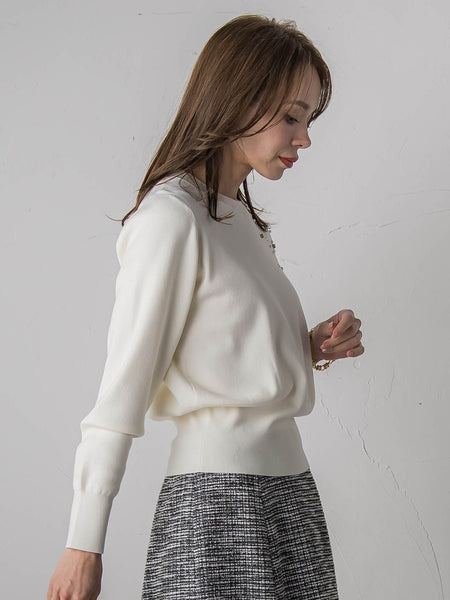 アシメパールビジューニット