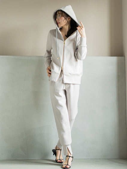 【ビッキー定番/ロングシーズン大活躍の多機能素材/L号サイズ登場！】裾スリットジョガーパンツ《洗濯機で洗える》