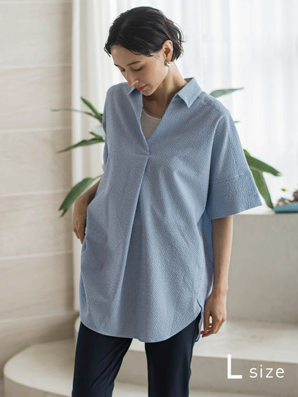 【WEB限定/大きいサイズ/追加生産】”着るだけでサマになる”頼れるスキッパーチュニック