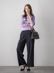 【新色追加】ボタニカルモチーフ刺繍カーディガン