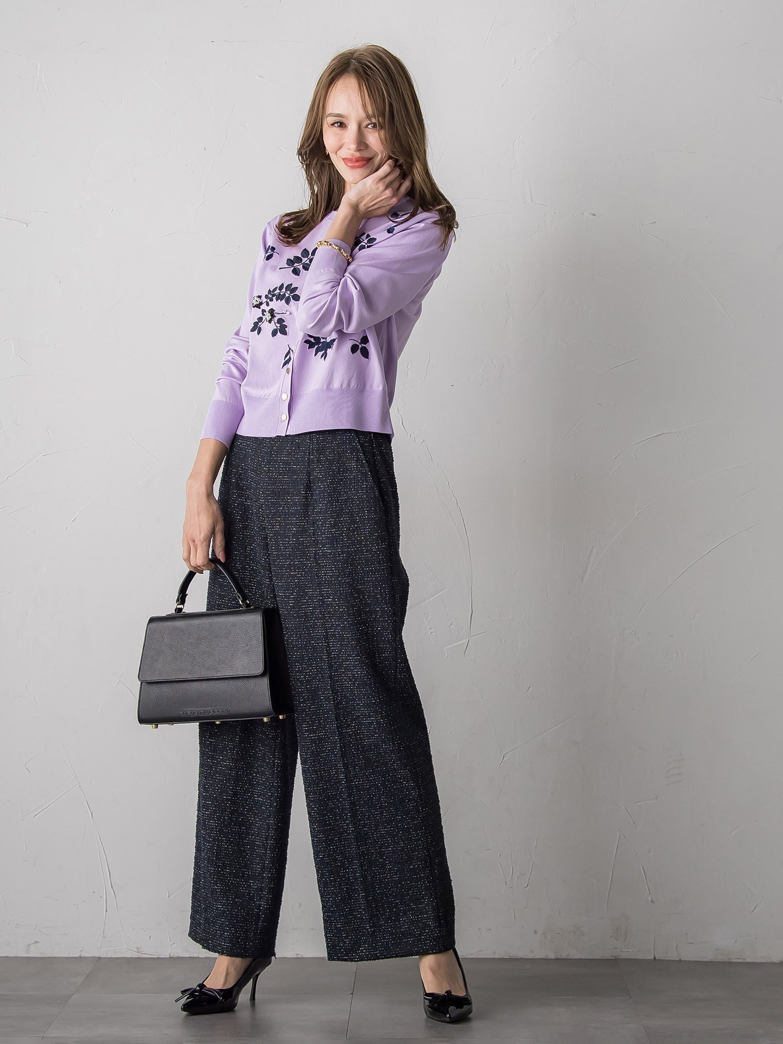 【新色追加】ボタニカルモチーフ刺繍カーディガン