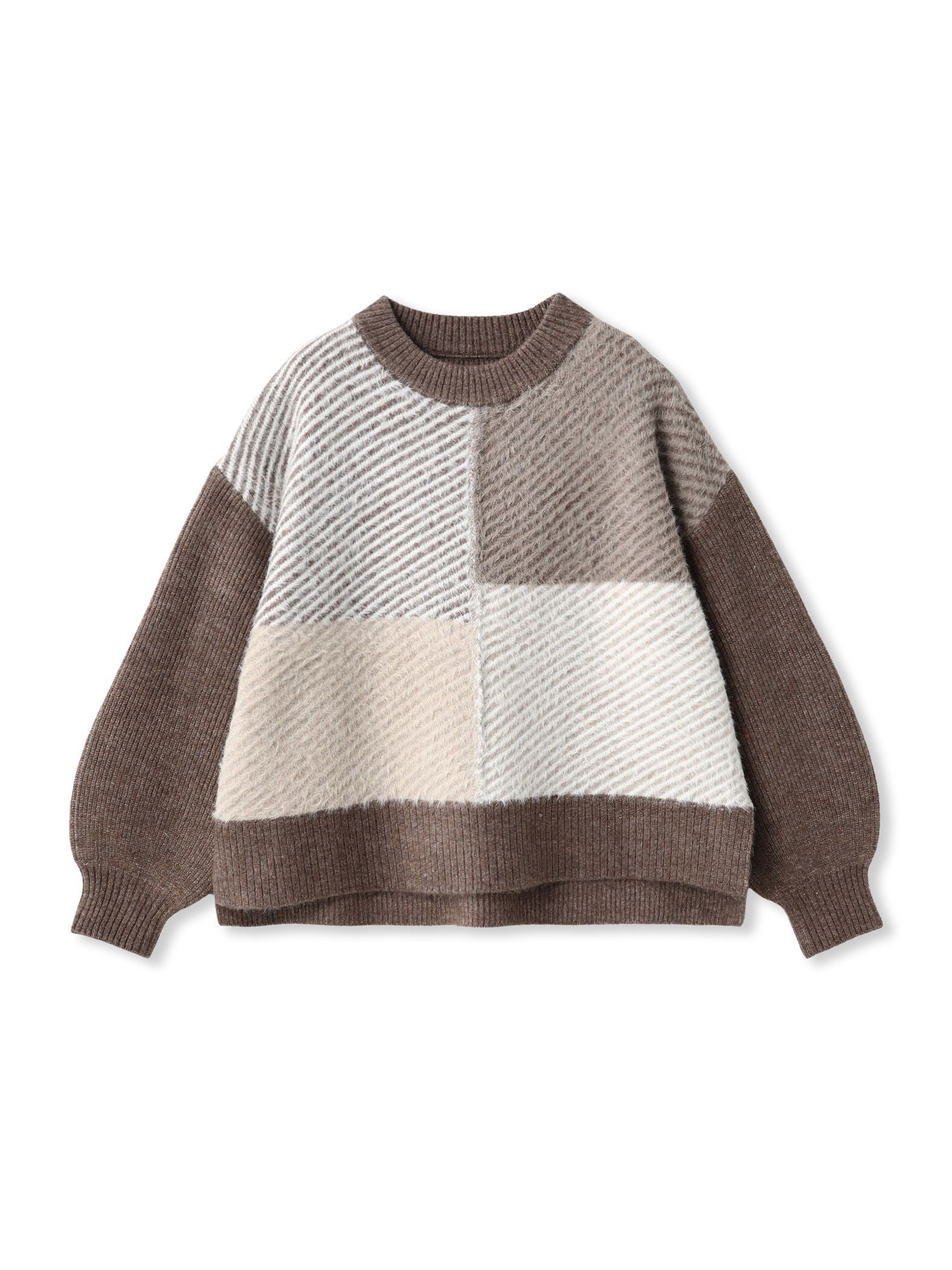 シャギージャガード切替えニット≪手洗い可能≫