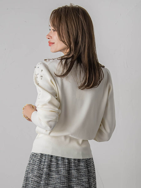 アシメパールビジューニット