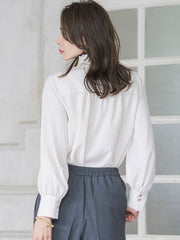 フリルネックボウタイブラウス≪洗濯機で洗える≫