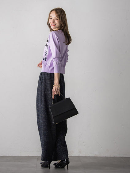 【新色追加】ボタニカルモチーフ刺繍カーディガン