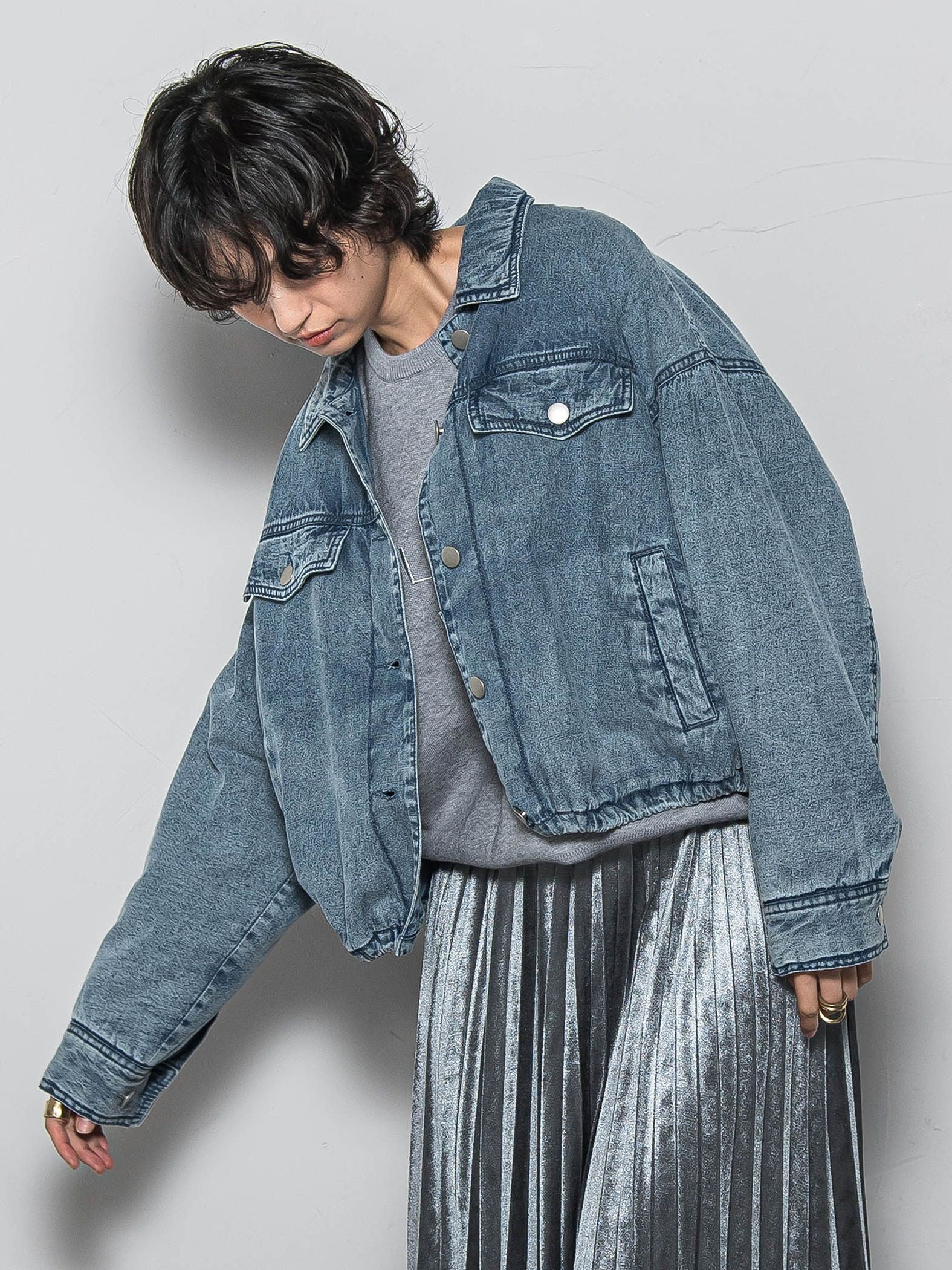 中綿デニムジャケット≪洗濯機で洗える≫