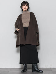 ニット両面パイルノーカラーポンチョ